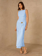 Vestido Longo Plissado Elegante