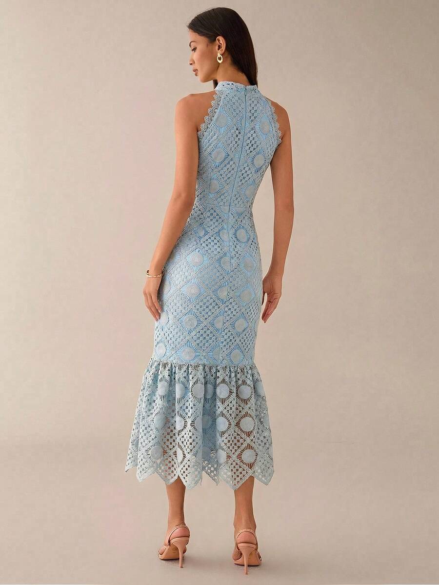 Lilora Vestido Casual de Verão Feminino Cor Sólida Sem Mangas Sereia