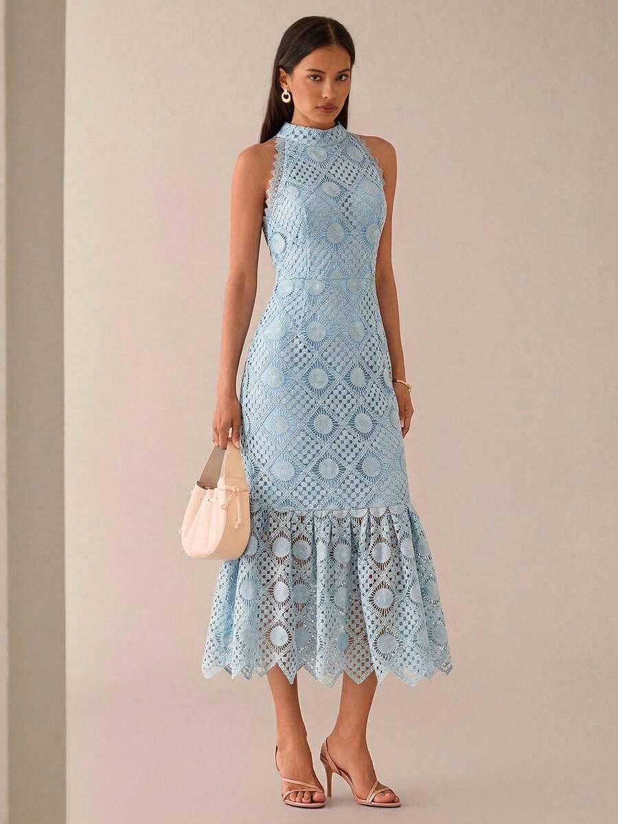Vestido Midi Bodycon Sem Mangas com Estampa Floral