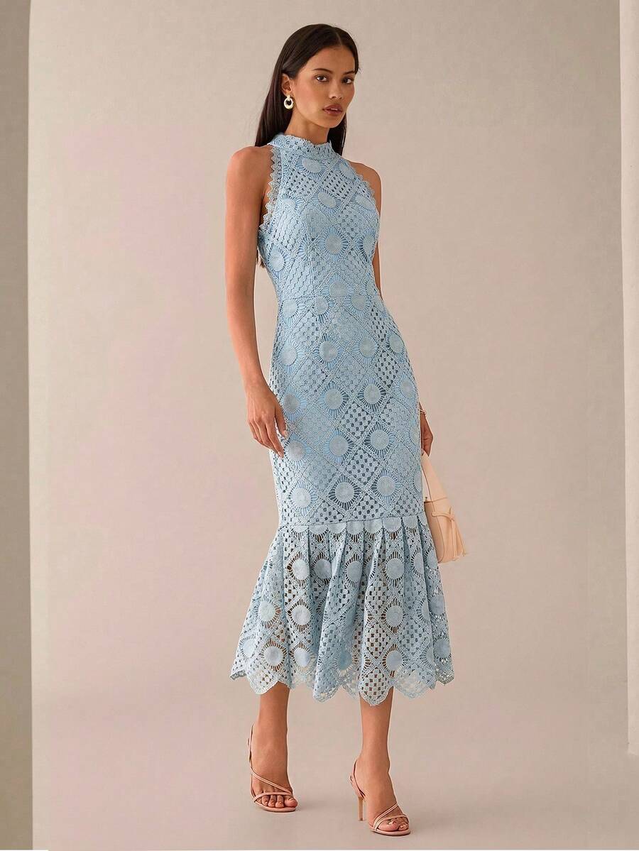 Vestido Midi Bodycon Sem Mangas com Estampa Floral