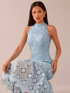 Lilora Vestido Casual de Verão Feminino Cor Sólida Sem Mangas Sereia