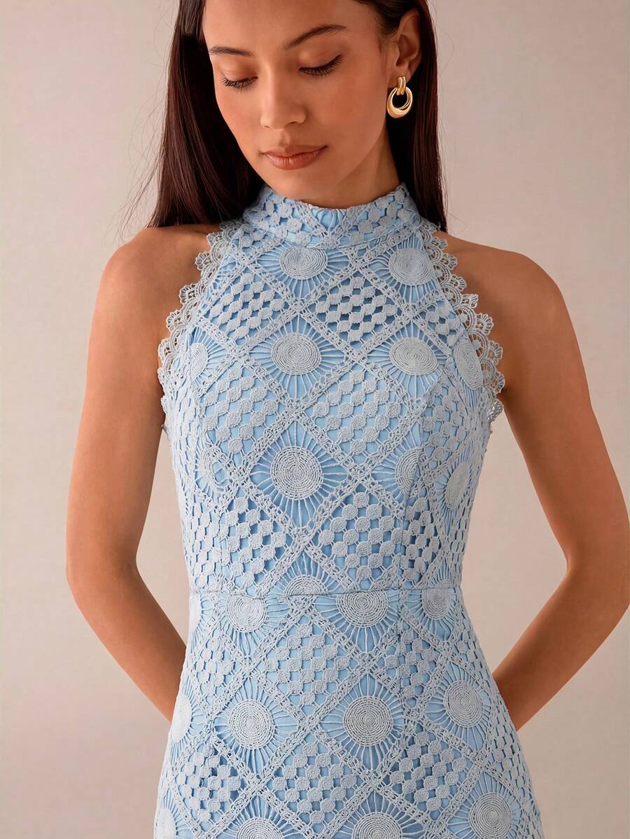 Vestido Midi Bodycon Sem Mangas com Estampa Floral
