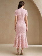 Anewsta Vestido Elegante de Renda Recortada a Laser com Bainha de Sereia para Mulheres, Adequado para Dama de Honra, Festa de Aniversário, Vestido de Festa, Primavera/Verão