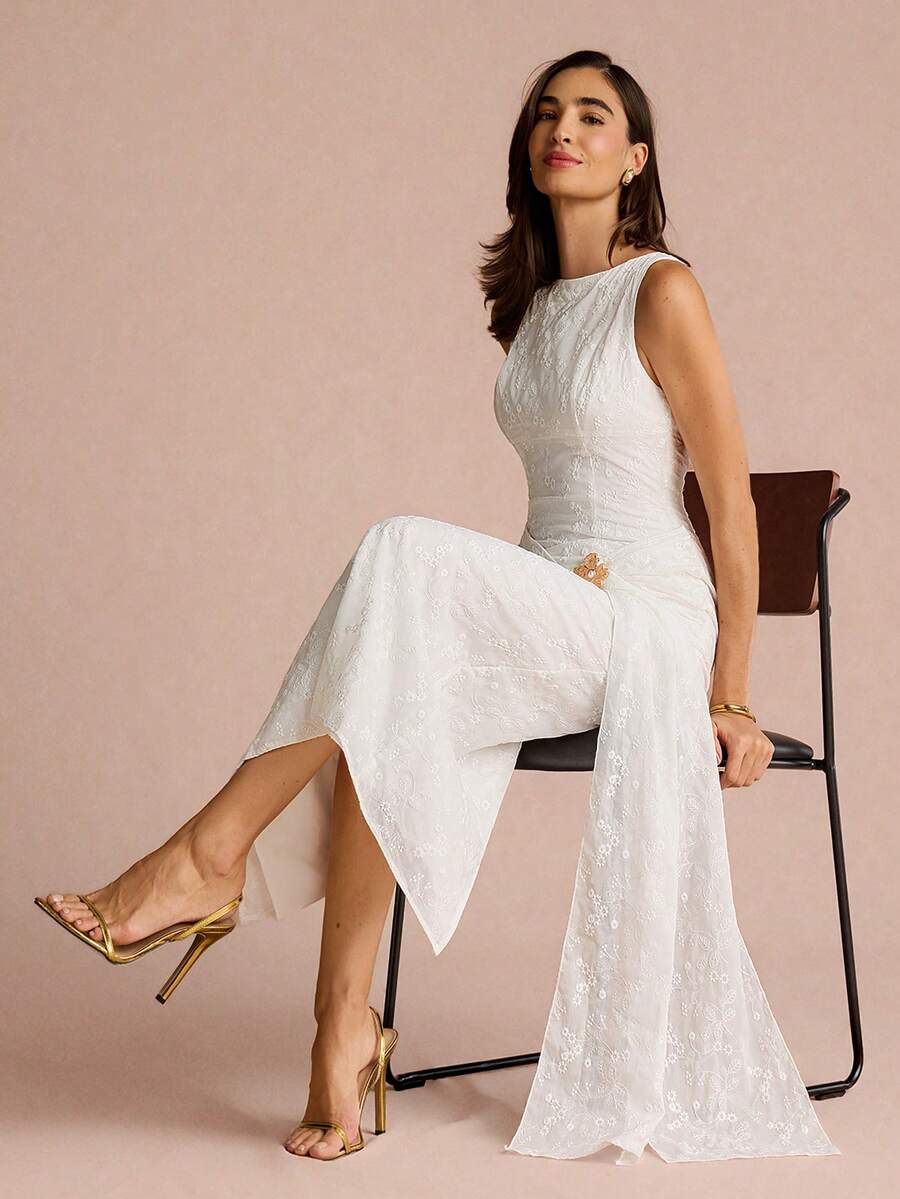 Enchnt Vestido Plissado de Luxo Francês, Vestido Formal Elegante e Ajustado de Alta Qualidade para Mulheres