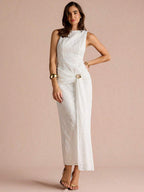 Enchnt Vestido Plissado de Luxo Francês, Vestido Formal Elegante e Ajustado de Alta Qualidade para Mulheres