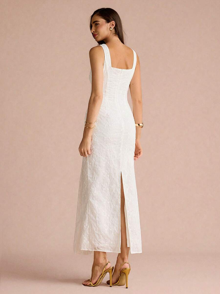 Enchnt Vestido Plissado de Luxo Francês, Vestido Formal Elegante e Ajustado de Alta Qualidade para Mulheres
