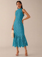 Lilora Vestido Casual de Verão Feminino Cor Sólida Sem Mangas Sereia