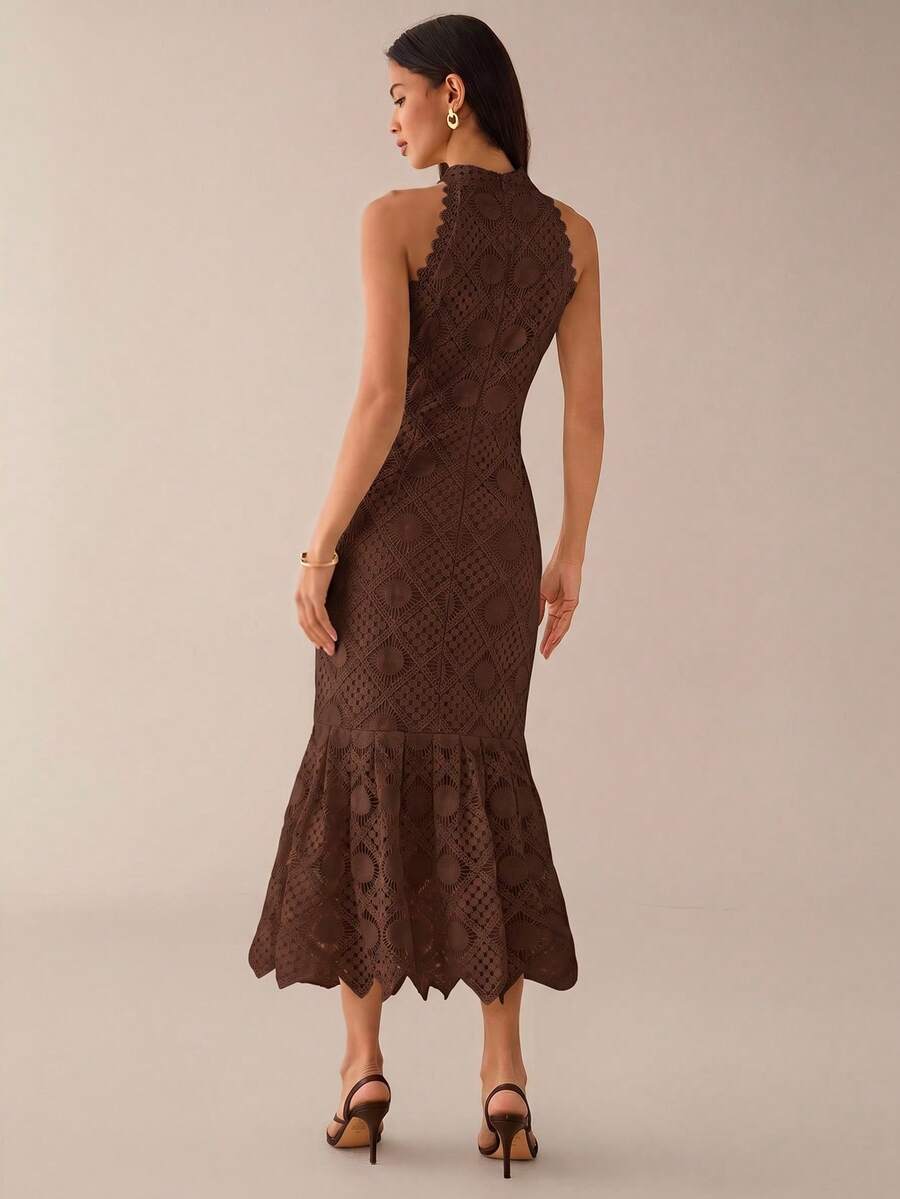 Lilora Vestido Casual de Verão Feminino Cor Sólida Sem Mangas Sereia