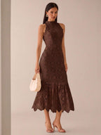Vestido Midi Bodycon Sem Mangas com Estampa Floral