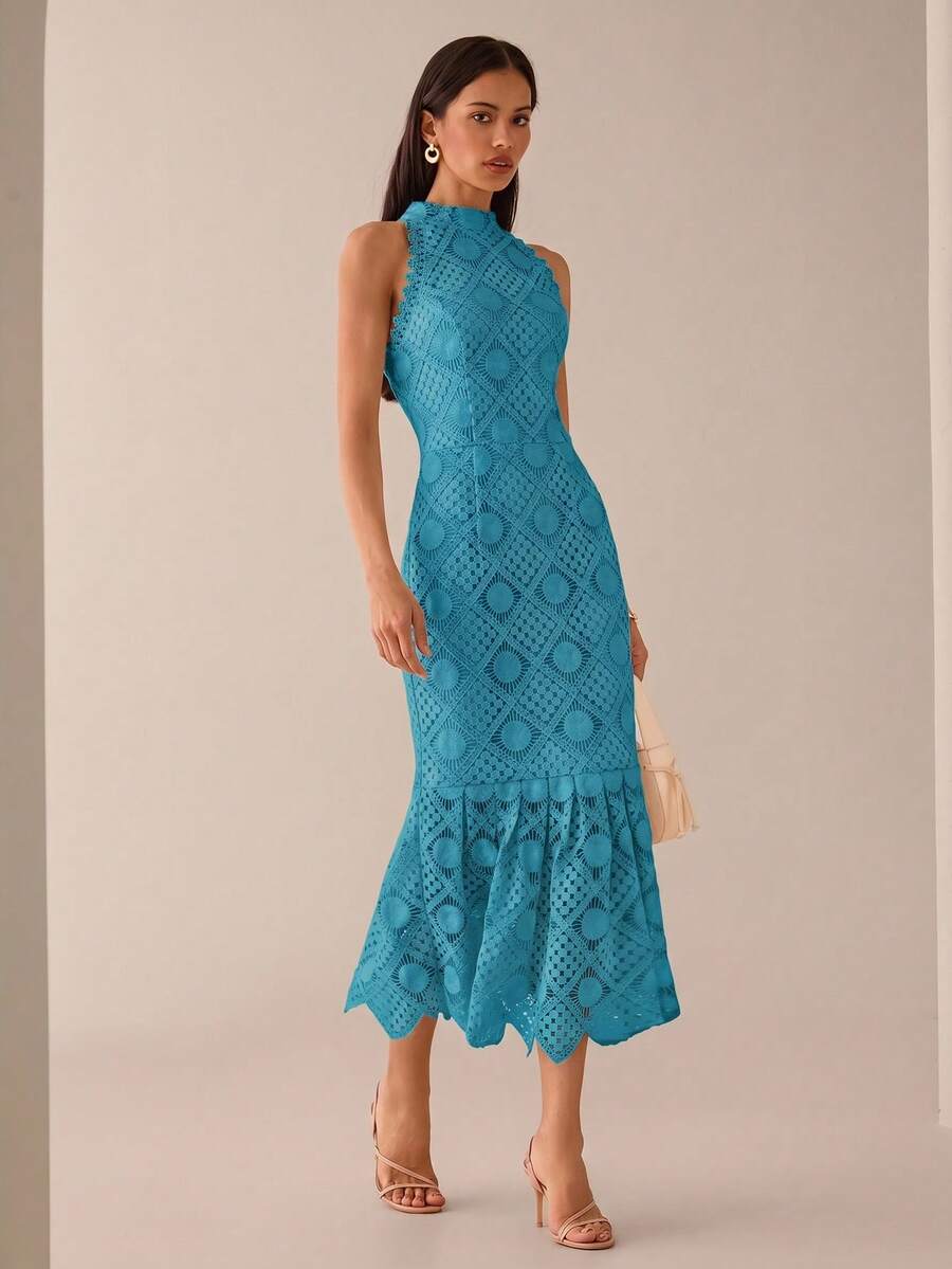 Lilora Vestido Casual de Verão Feminino Cor Sólida Sem Mangas Sereia