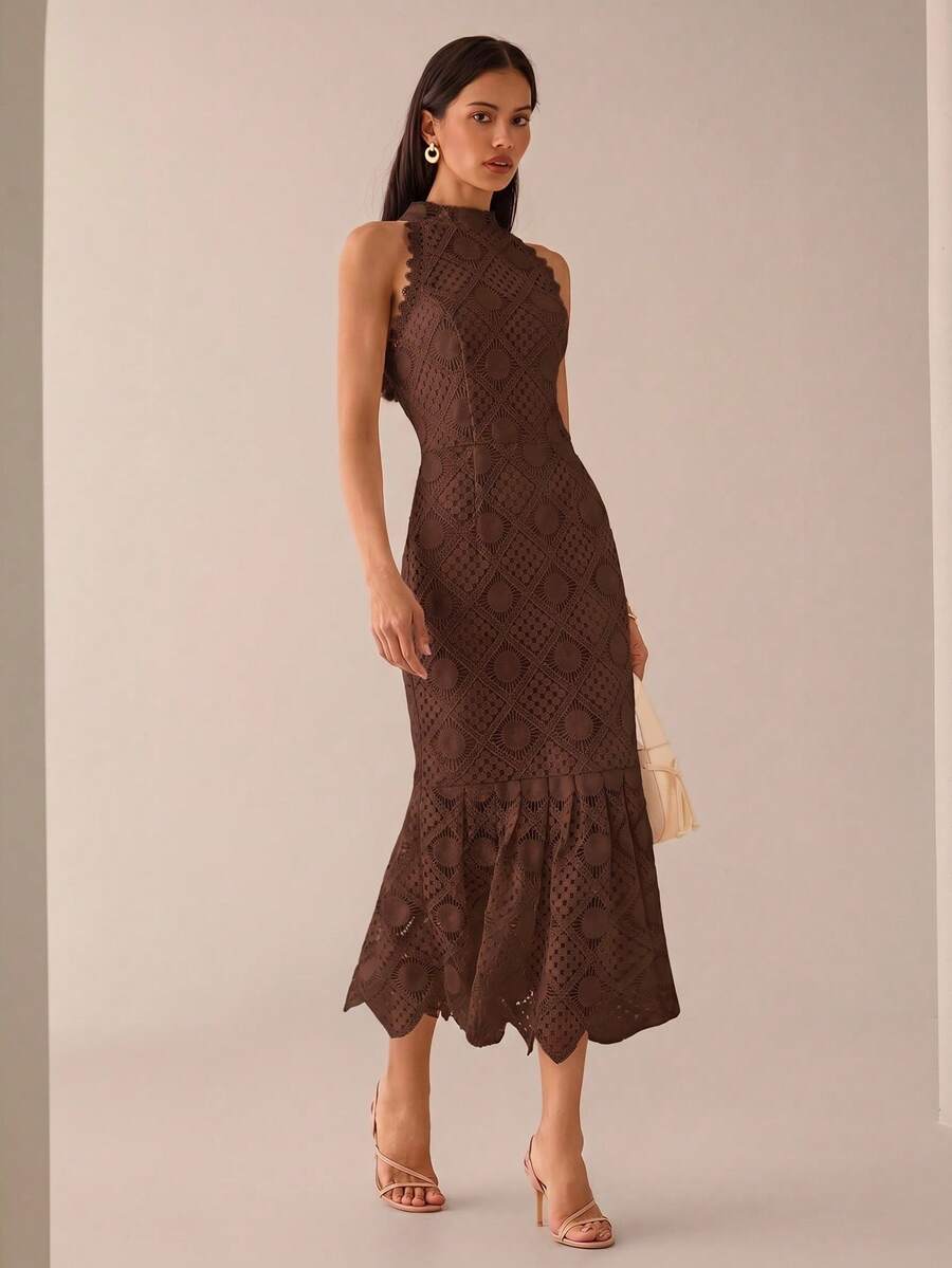 Lilora Vestido Casual de Verão Feminino Cor Sólida Sem Mangas Sereia