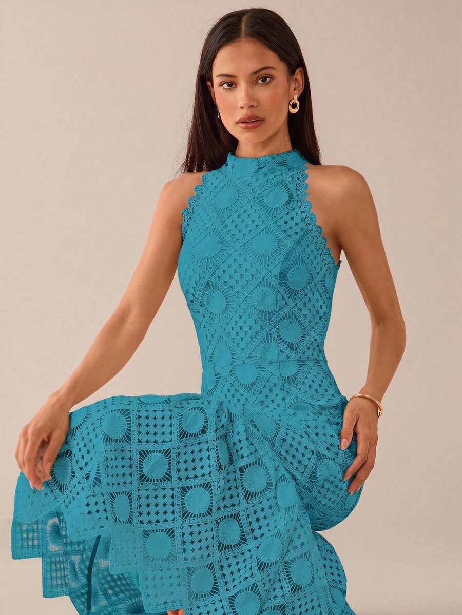 Lilora Vestido Casual de Verão Feminino Cor Sólida Sem Mangas Sereia