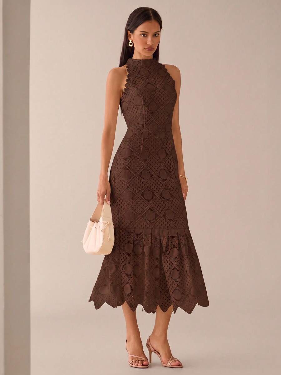 Vestido Midi Bodycon Sem Mangas com Estampa Floral