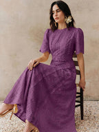Vestido Longo com Manga Bufante e Laço na Cintura