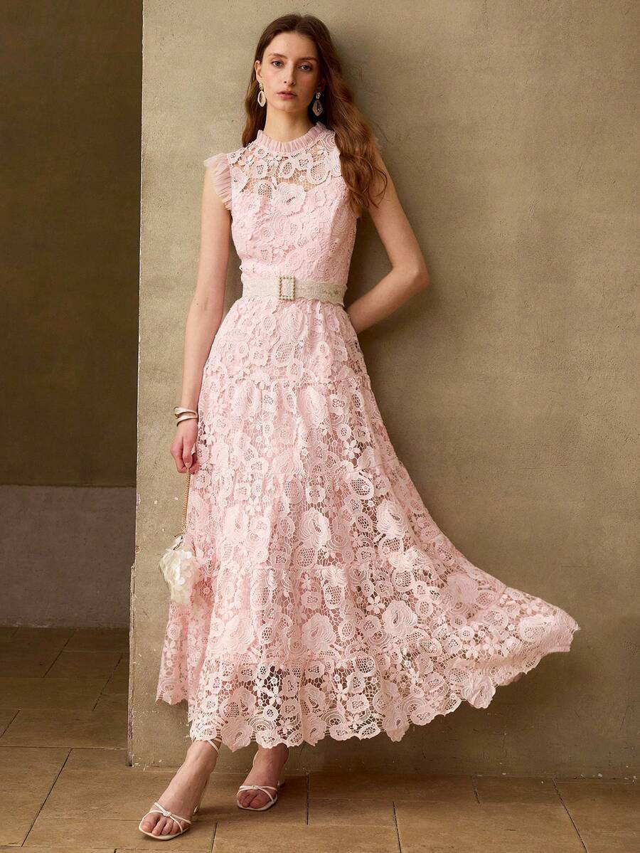 MOTF PREMIUM NOVA CHEGADA PRIMAVERA 2026 VESTIDO DE RENDA FLORAL ELEGANTE FEMININO
