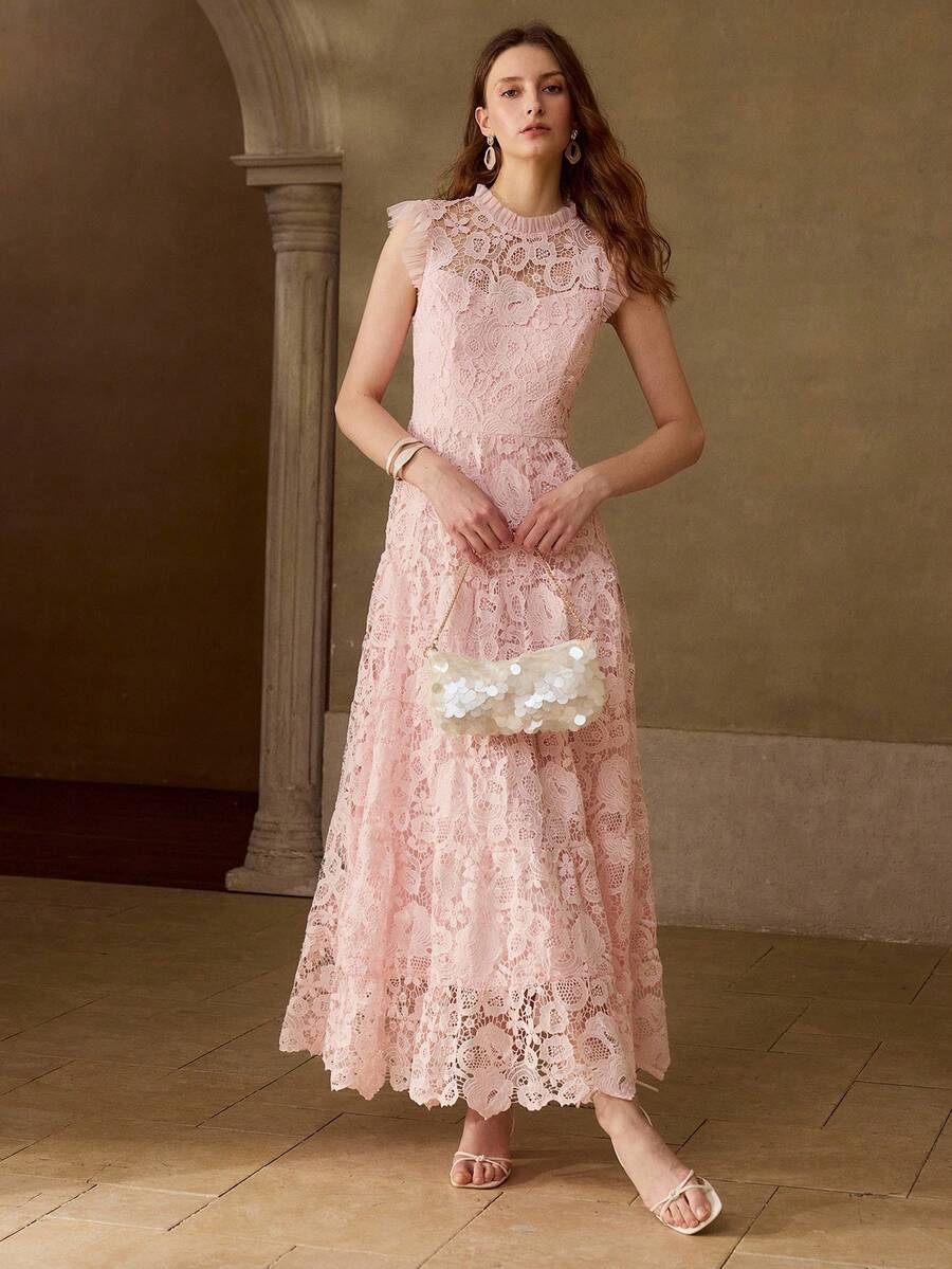 MOTF PREMIUM NOVA CHEGADA PRIMAVERA 2026 VESTIDO DE RENDA FLORAL ELEGANTE FEMININO