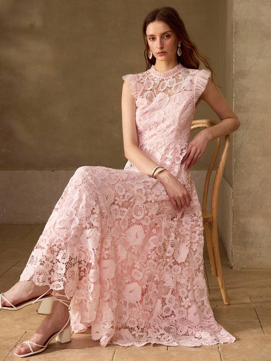 MOTF PREMIUM NOVA CHEGADA PRIMAVERA 2026 VESTIDO DE RENDA FLORAL ELEGANTE FEMININO