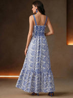 Vestido Midi Boho com Bainha Franzida
