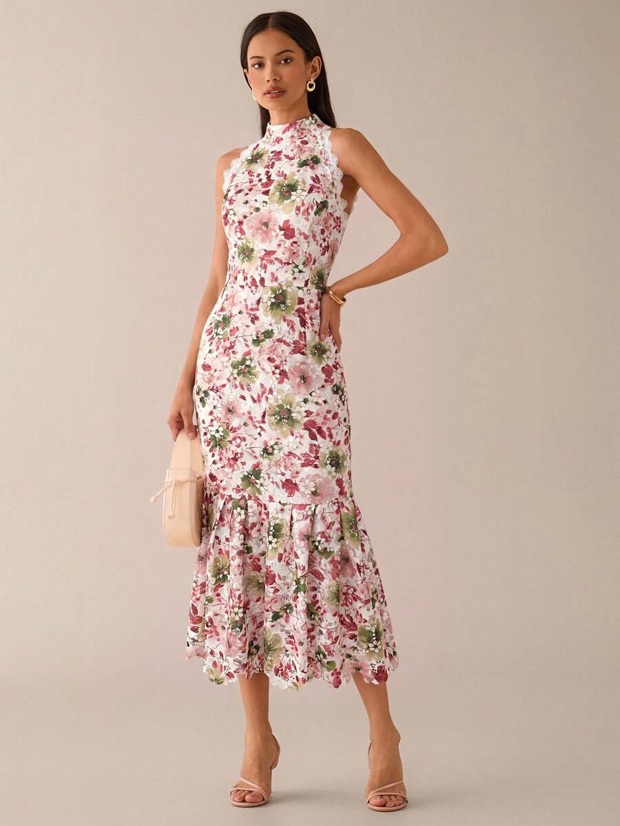 Lilora Vestido Casual de Verão Feminino Cor Sólida Sem Mangas Sereia