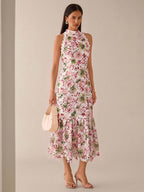 Lilora Vestido Casual de Verão Feminino Cor Sólida Sem Mangas Sereia
